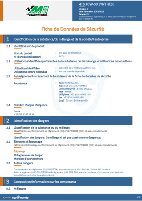 Lubrifiants - Motoculture - Huile moteur 4 temps